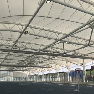 Canvas in the sports hall from inside